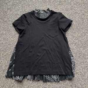 Sacai Japan Black Bandana Print Pleated Back Shirt Top 1 XS